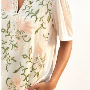 Anthropology Floral Embroidered Top